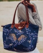 Safari Tote: Leopard - Navy Blue - Image 4