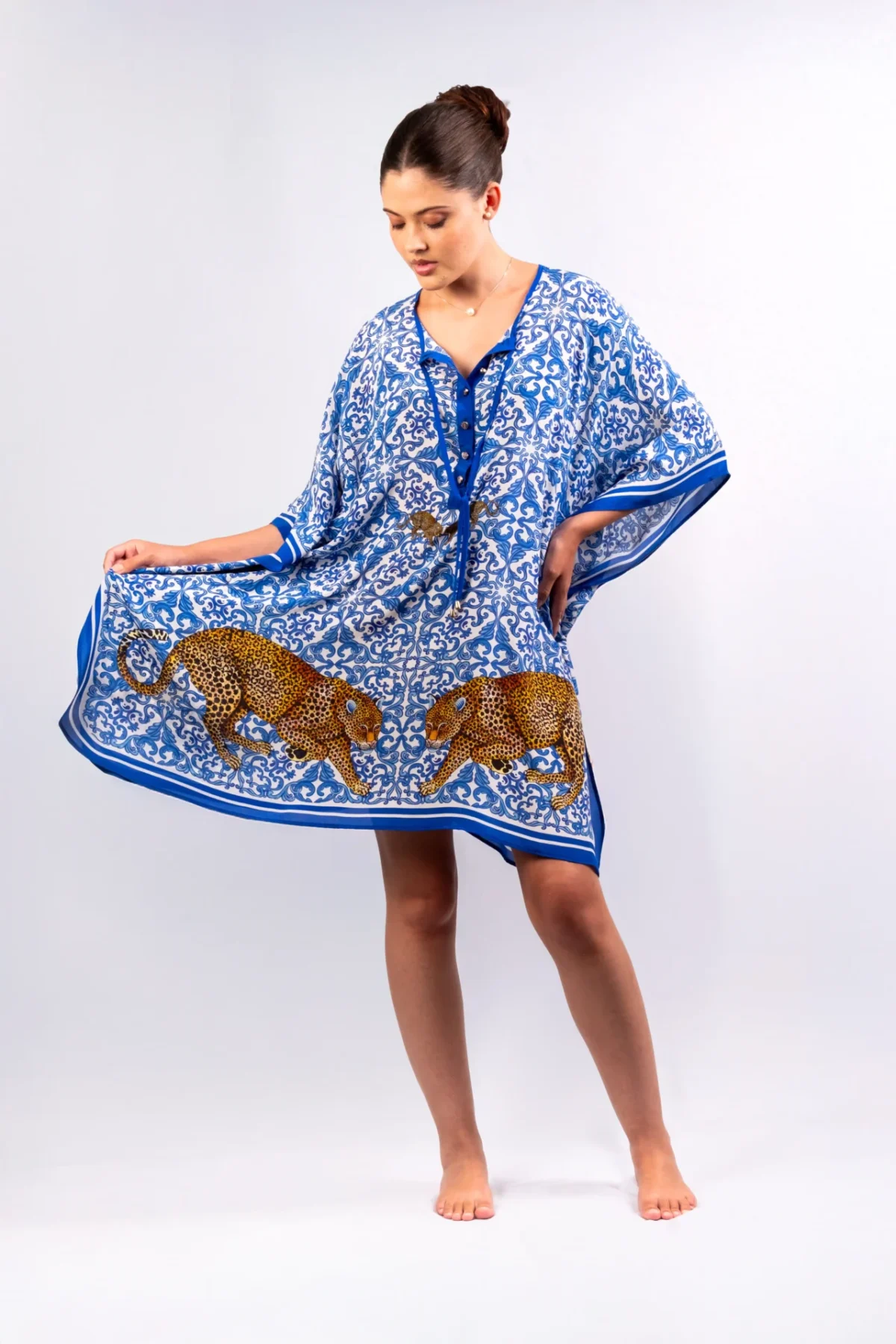 Silk Kaftan:  Luxe Leopard, Short - Image 5