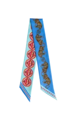Silk Twilly: Leopard - Blue and Turquoise