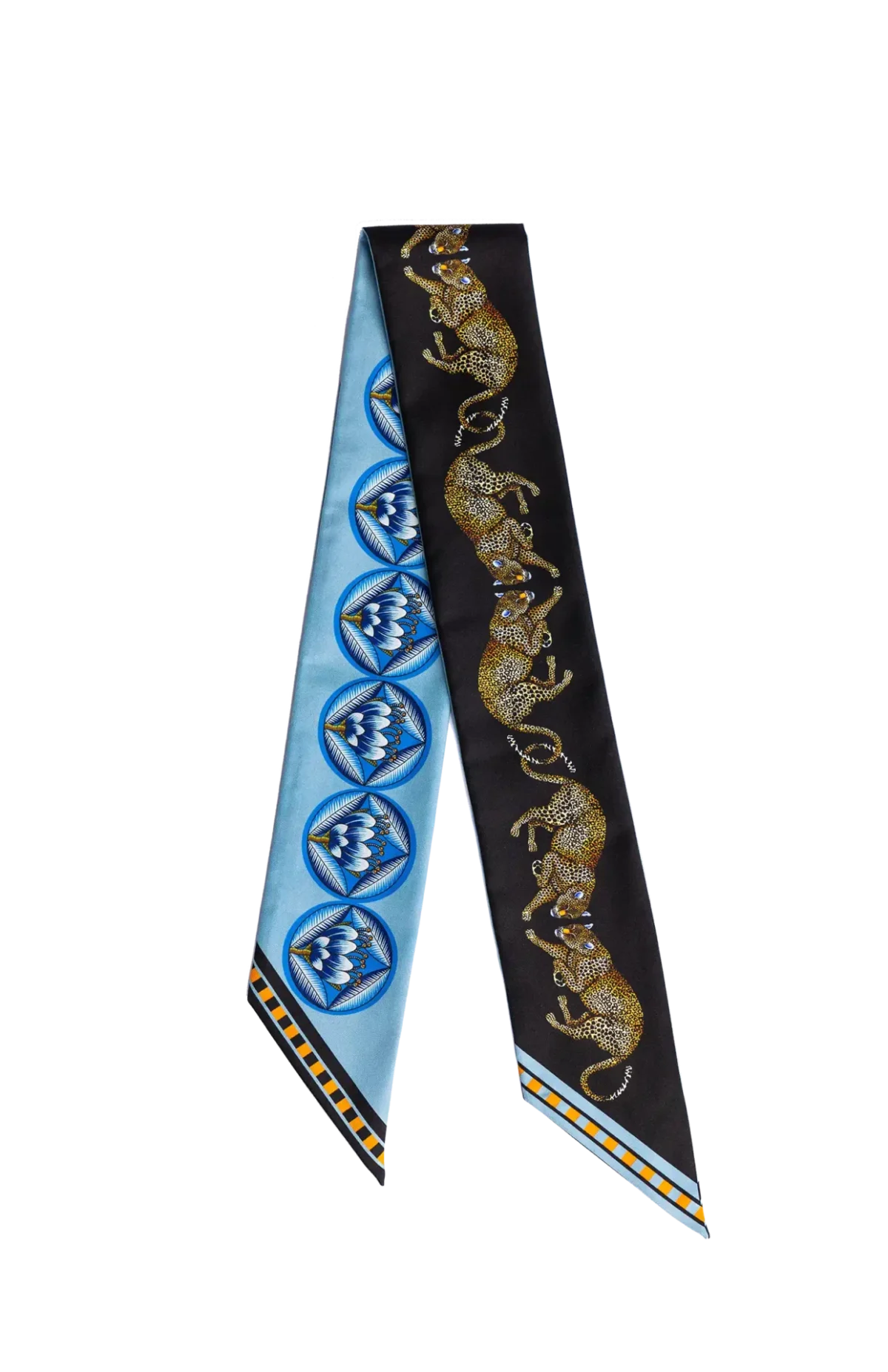 Silk Twilly: Leopard - Black and Blue - Image 1