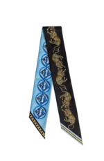 Silk Twilly: Leopard - Black and Blue