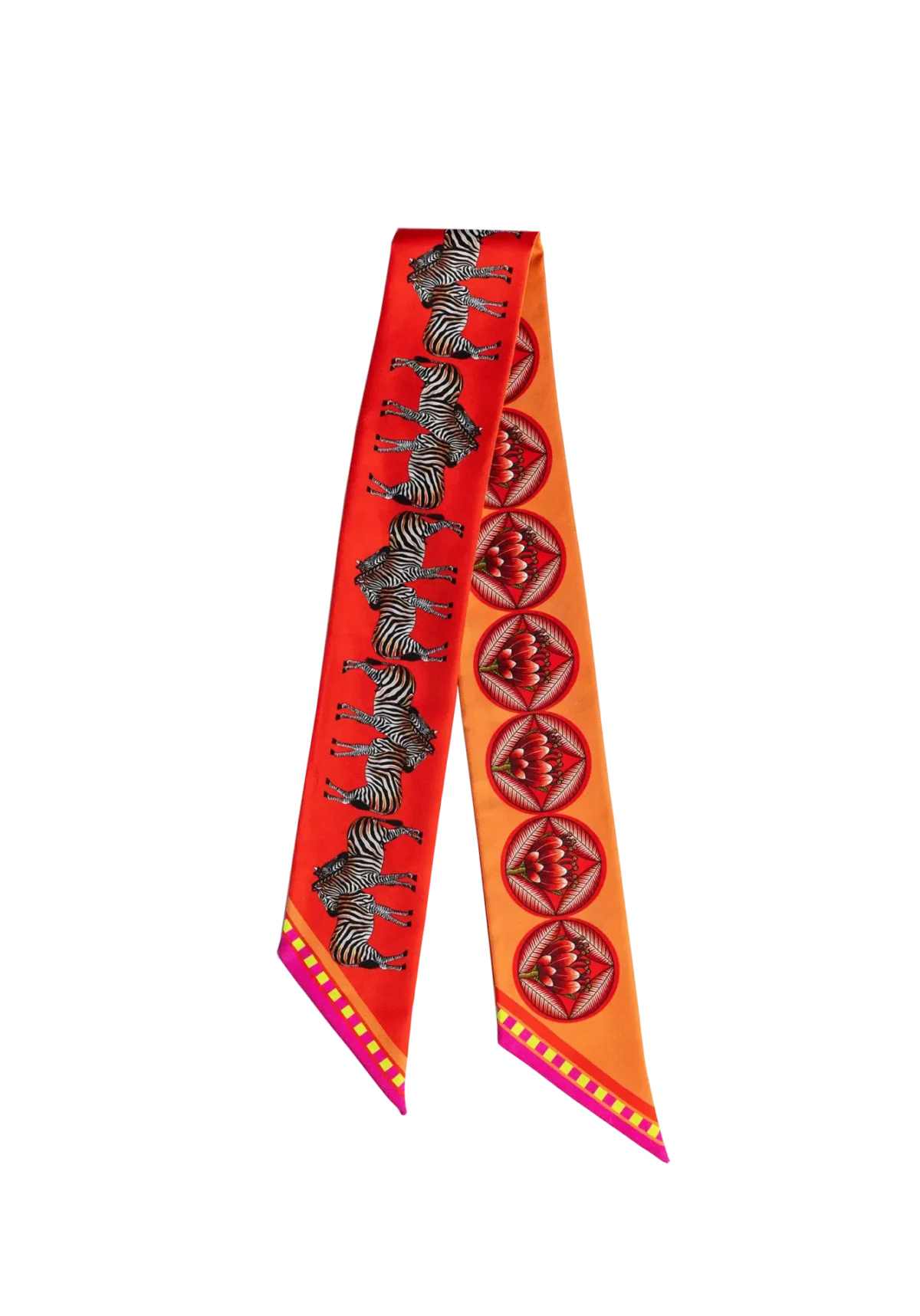 Silk Twilly: Zebra - Red and orange - Image 1