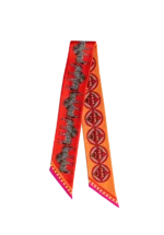 Silk Twilly: Zebra - Red and orange