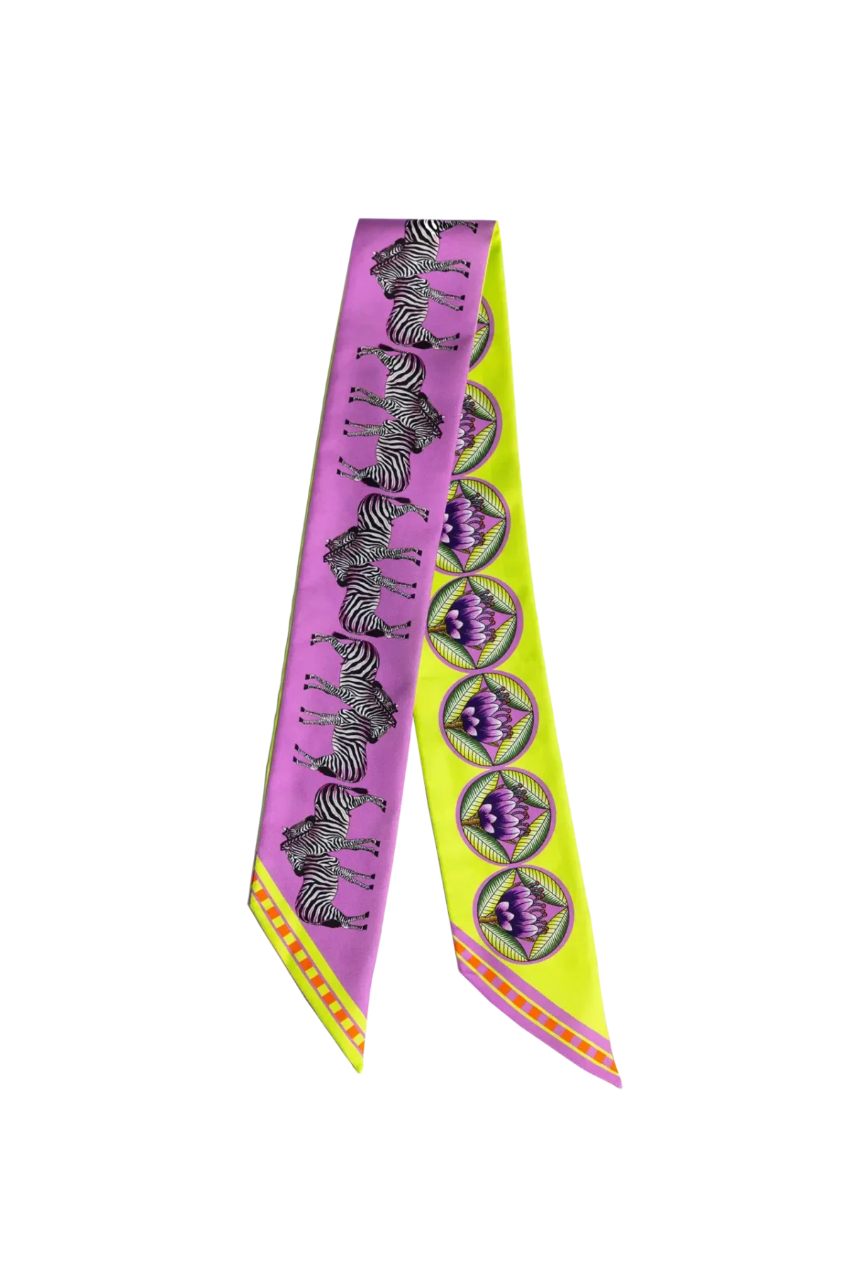 Silk Twilly: Zebra - Pink and Lime - Image 1