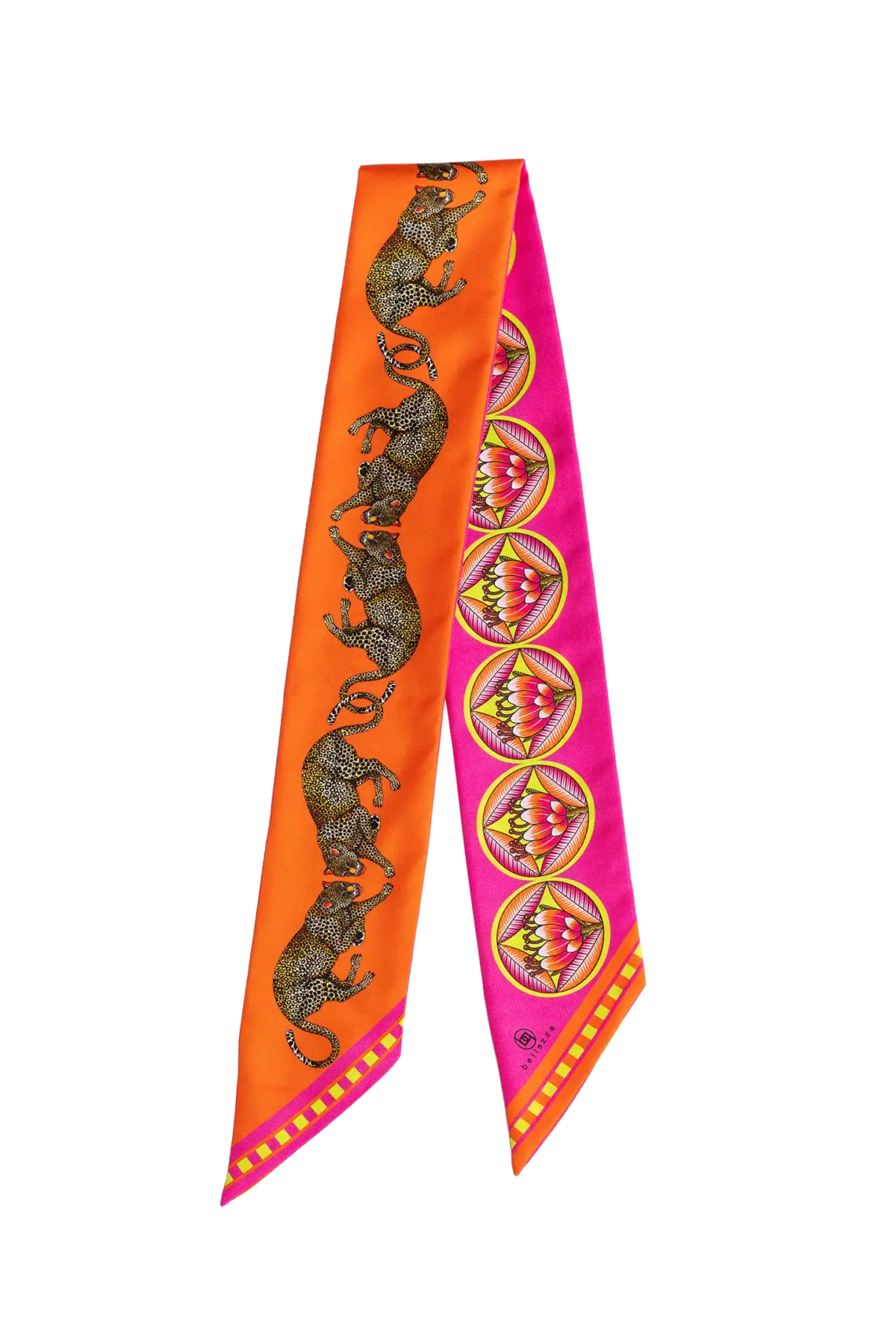 Silk Twilly: Leopard - Orange and Pink - Image 1