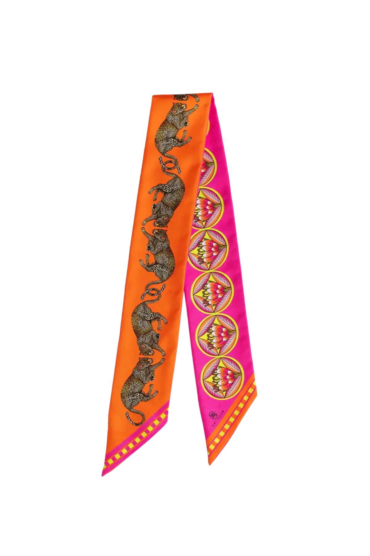 Silk Twilly: Leopard - Orange and Pink - Image 1