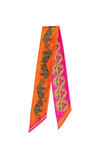 Silk Twilly: Leopard - Orange and Pink