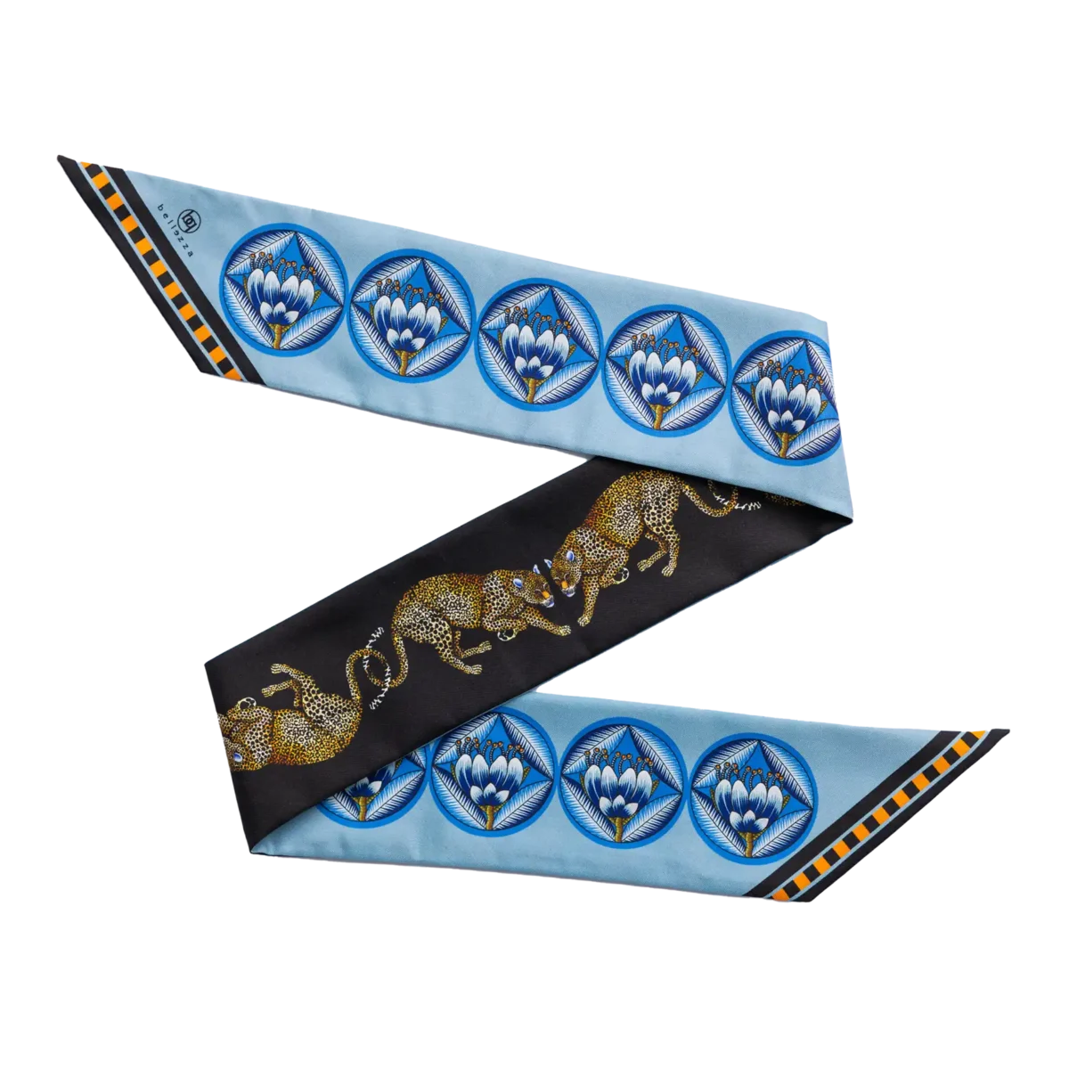 Silk Twilly: Leopard - Black and Blue - Image 2