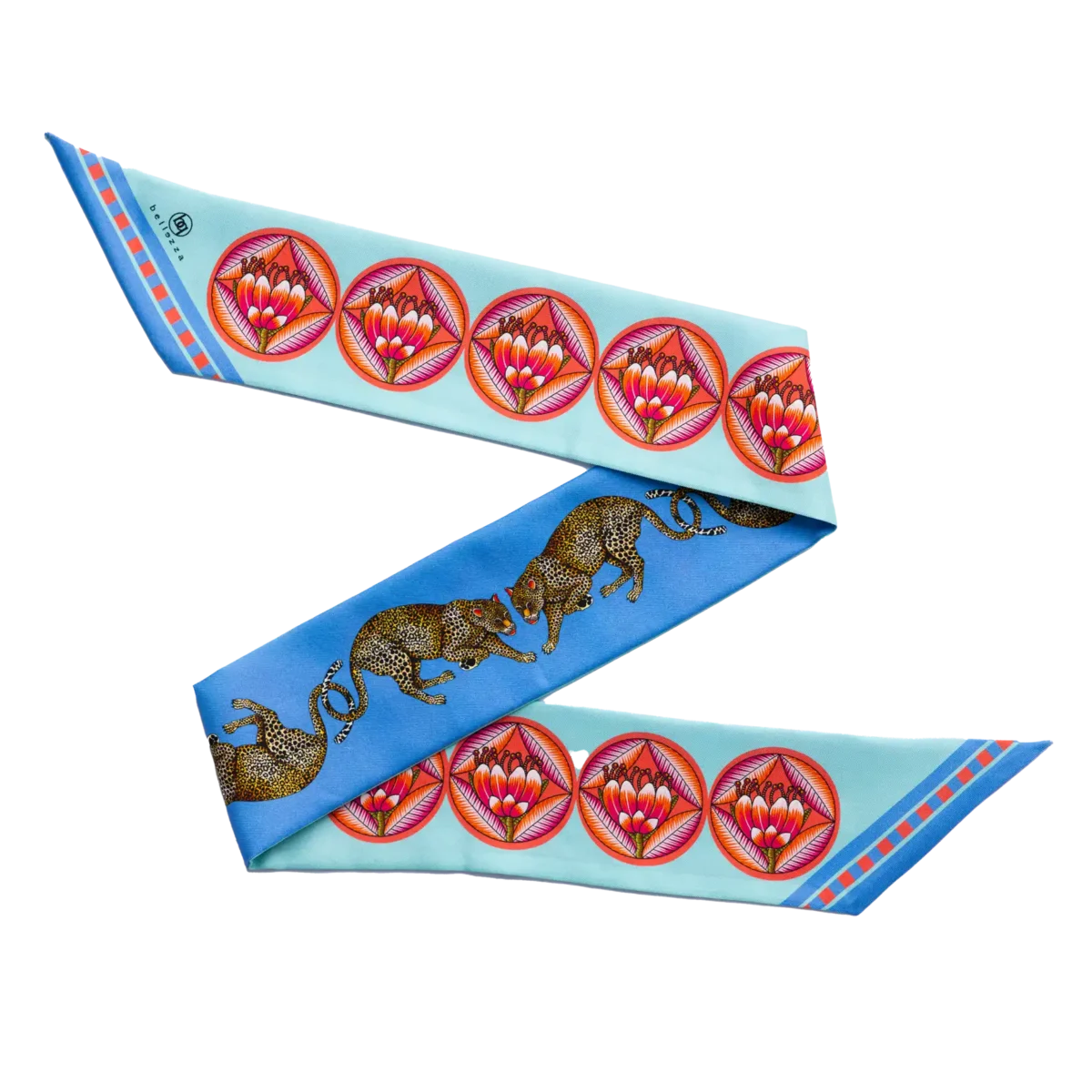 Silk Twilly: Leopard - Blue and Turquoise - Image 2