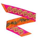 Silk Twilly: Leopard - Orange and Pink - Image 2