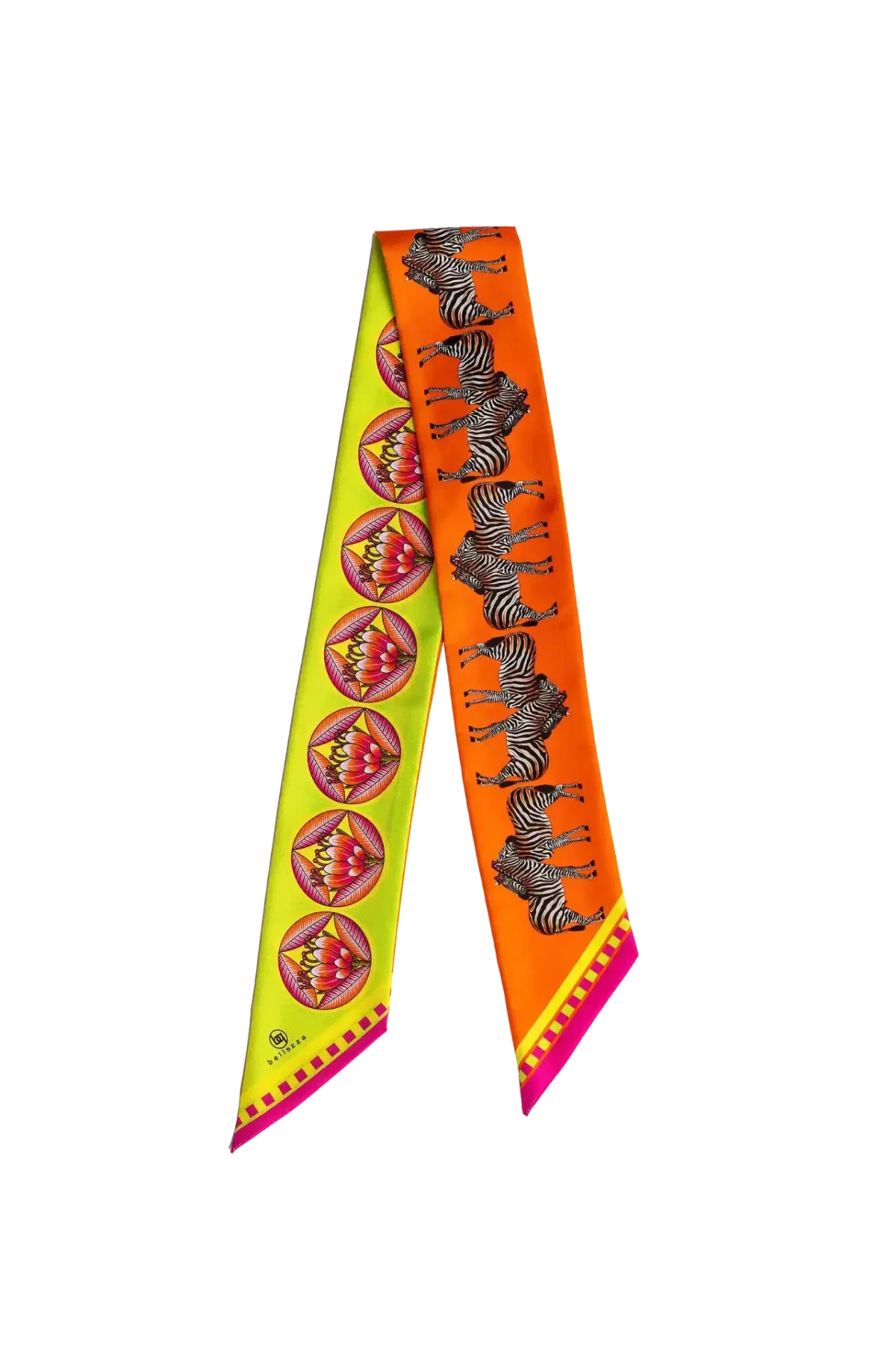 Silk Twilly: Zebra - Orange and Lime - Image 1
