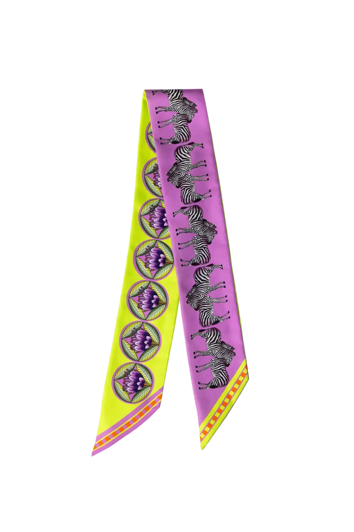 Silk Twilly: Zebra - Pink and Lime - Image 1