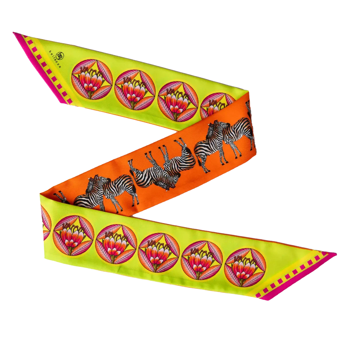 Silk Twilly: Zebra - Orange and Lime - Image 2