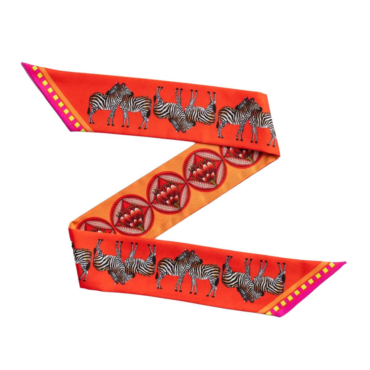 Silk Twilly: Zebra - Red and orange - Image 2